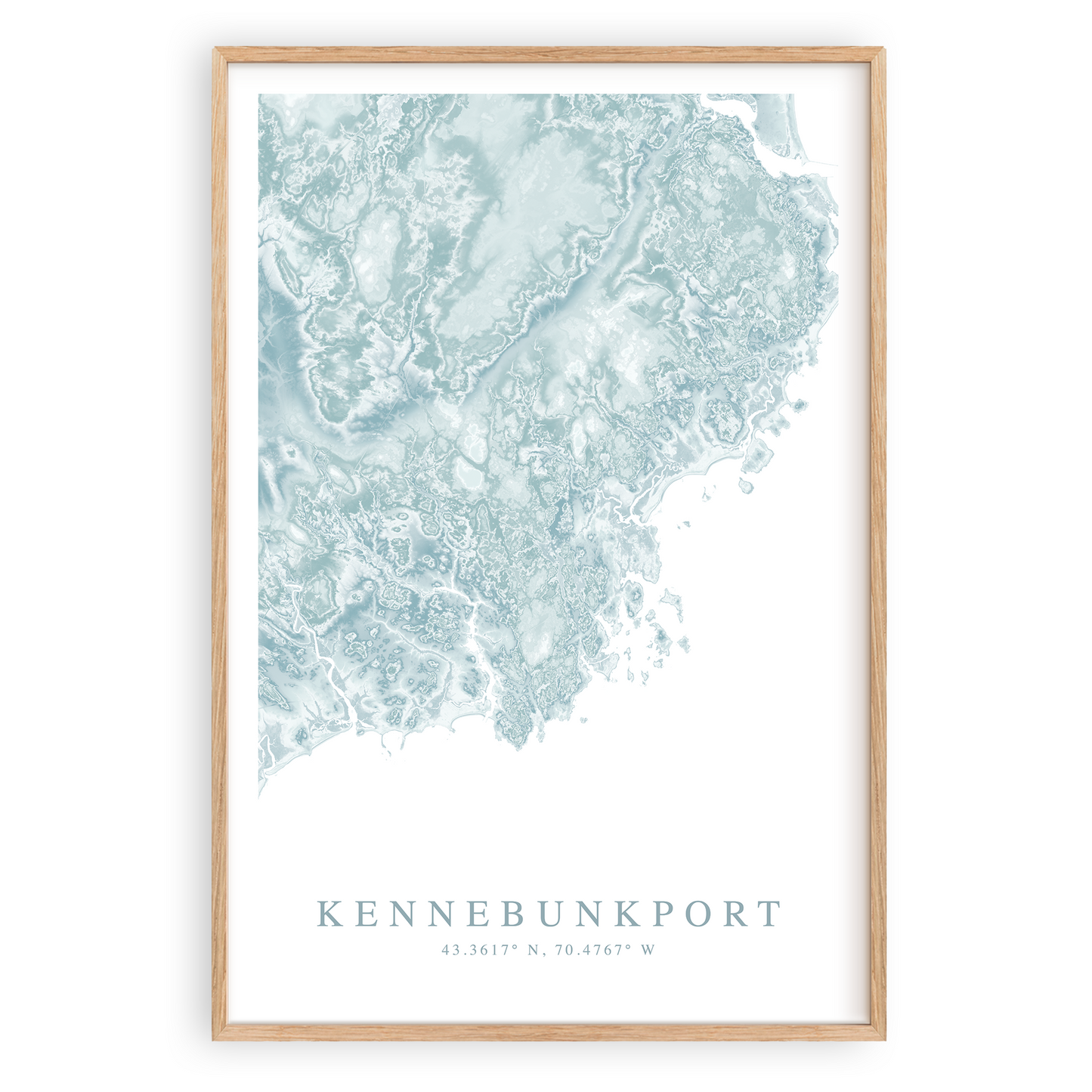 kennebunkport maine map print in wood frame