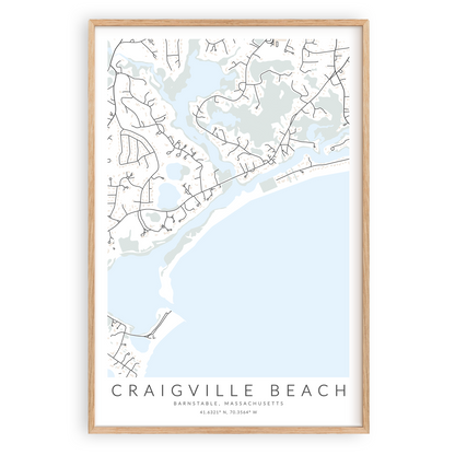 craigville beach map in wood frame