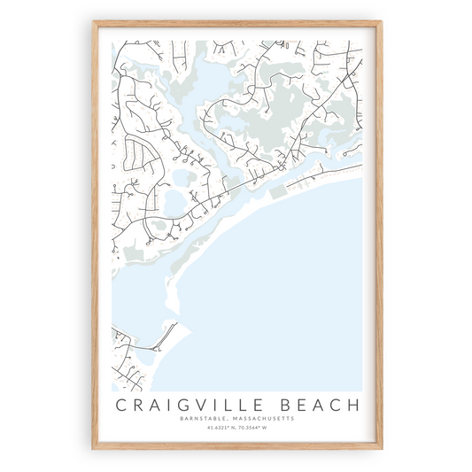 craigville beach map in wood frame