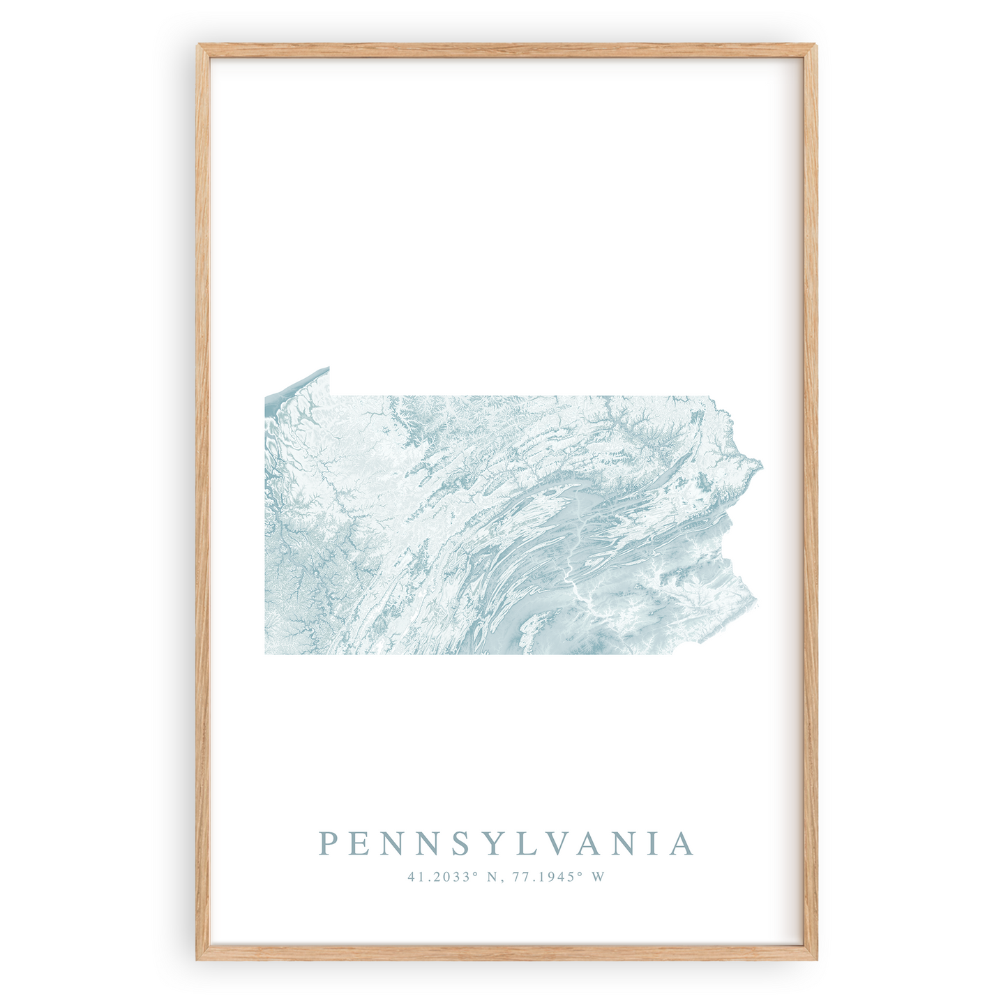 pennsylvania map poster in wood frame