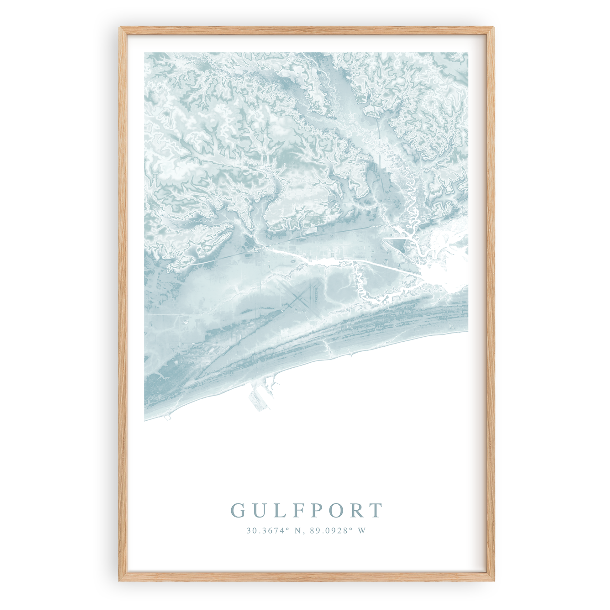 gulfport mississippi map print in wood frame