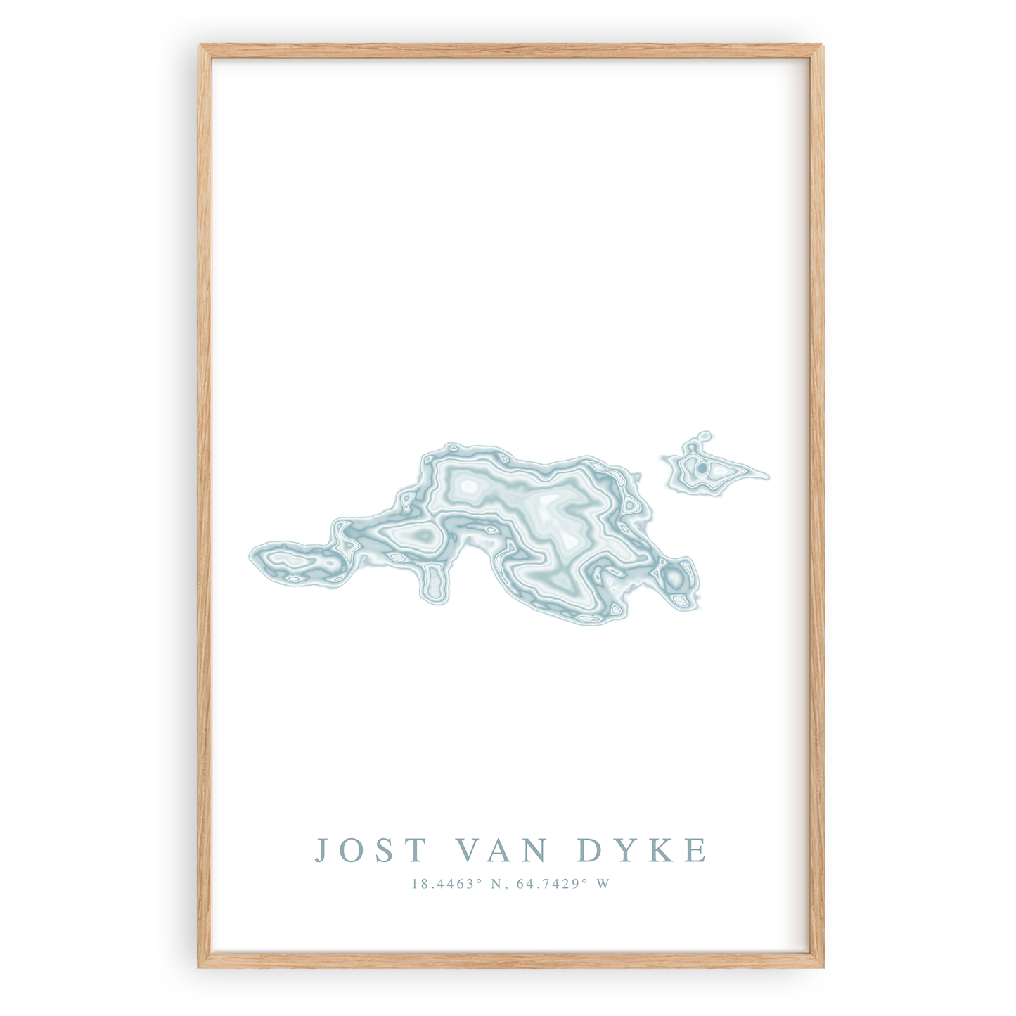 jost van dyke british virgin islands map print in wood frame
