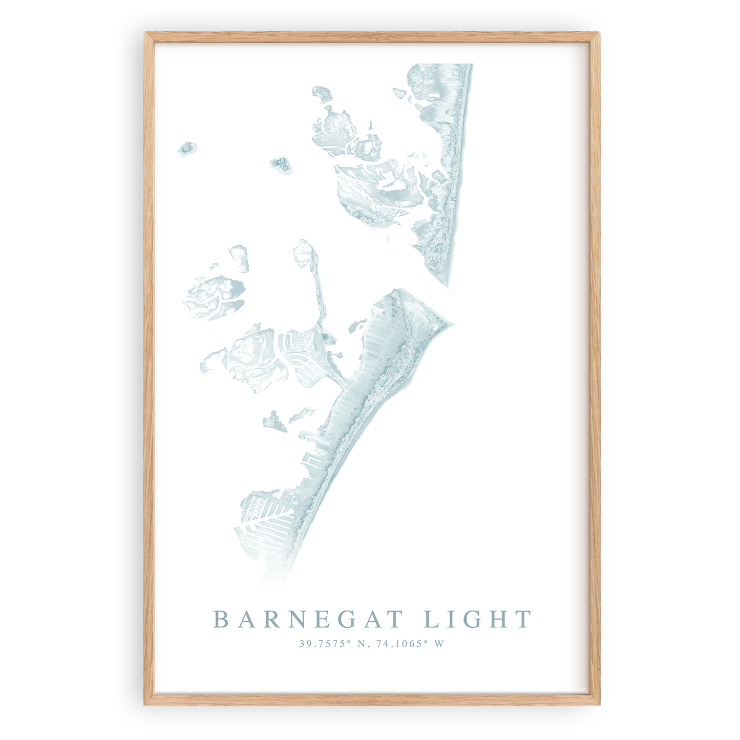 barnegat light new jersey map print in wood frame