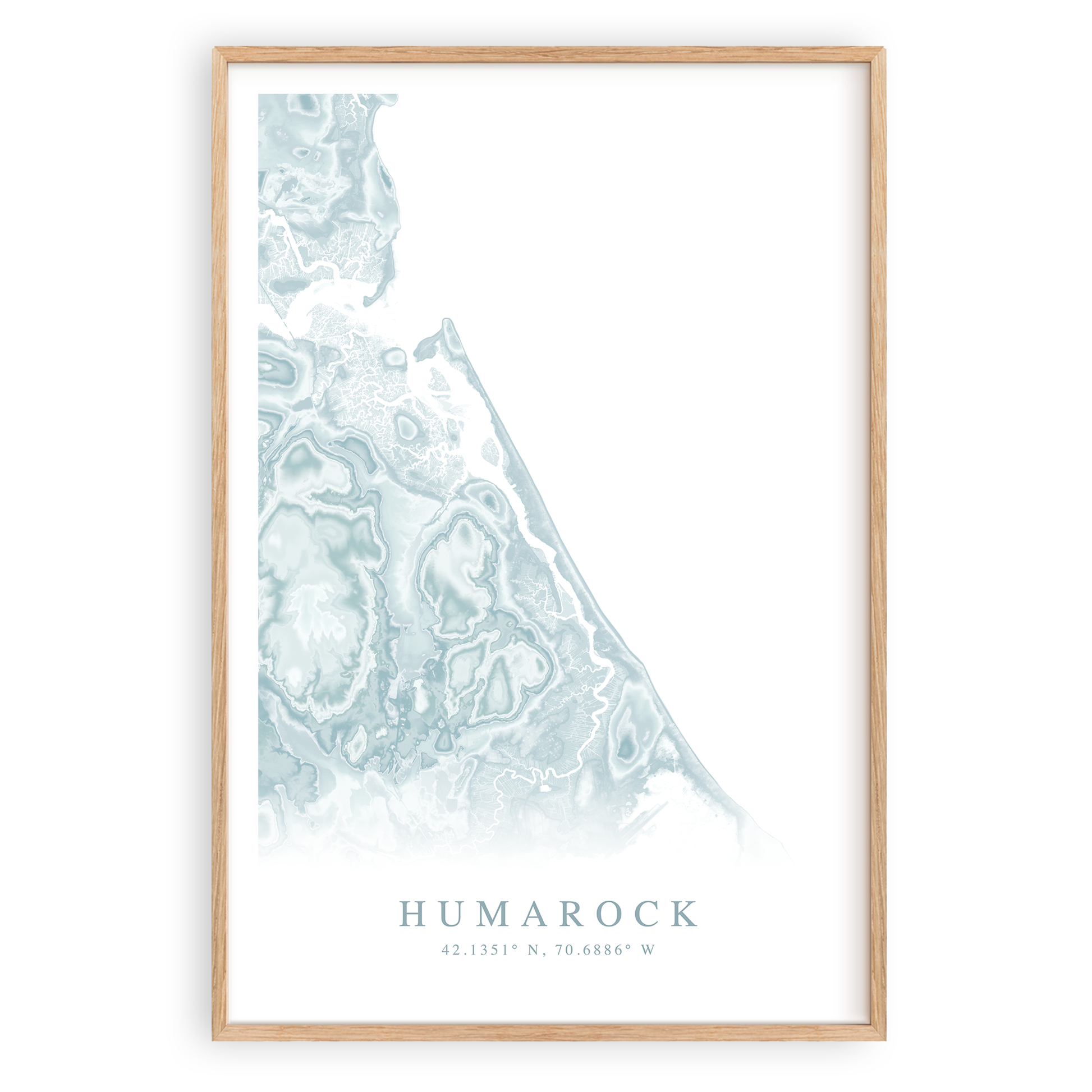 humarock massachusetts map print in wood frame