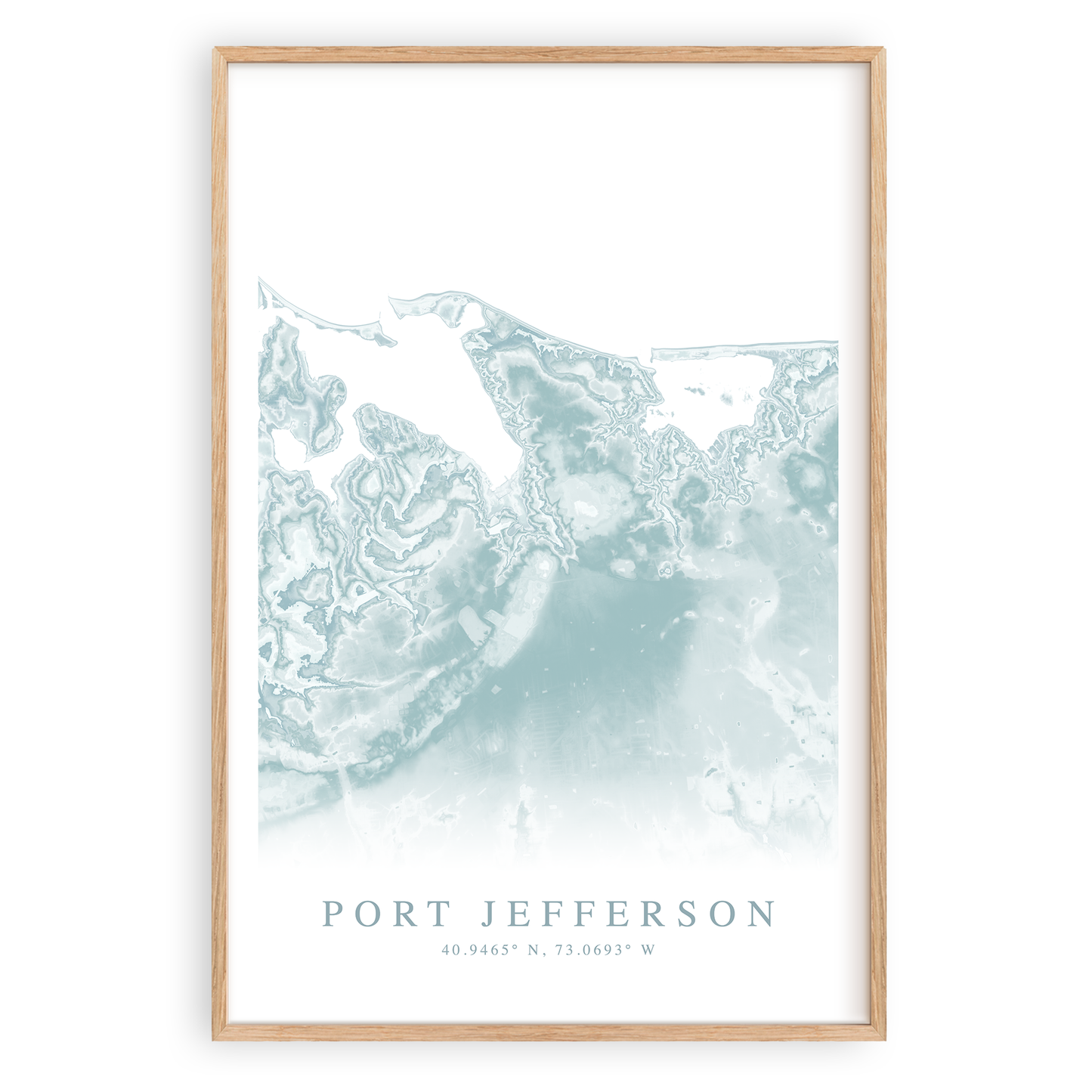 port jefferson new york map print in wood frame