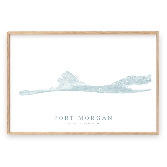 fort morgan alabama map print in wood frame