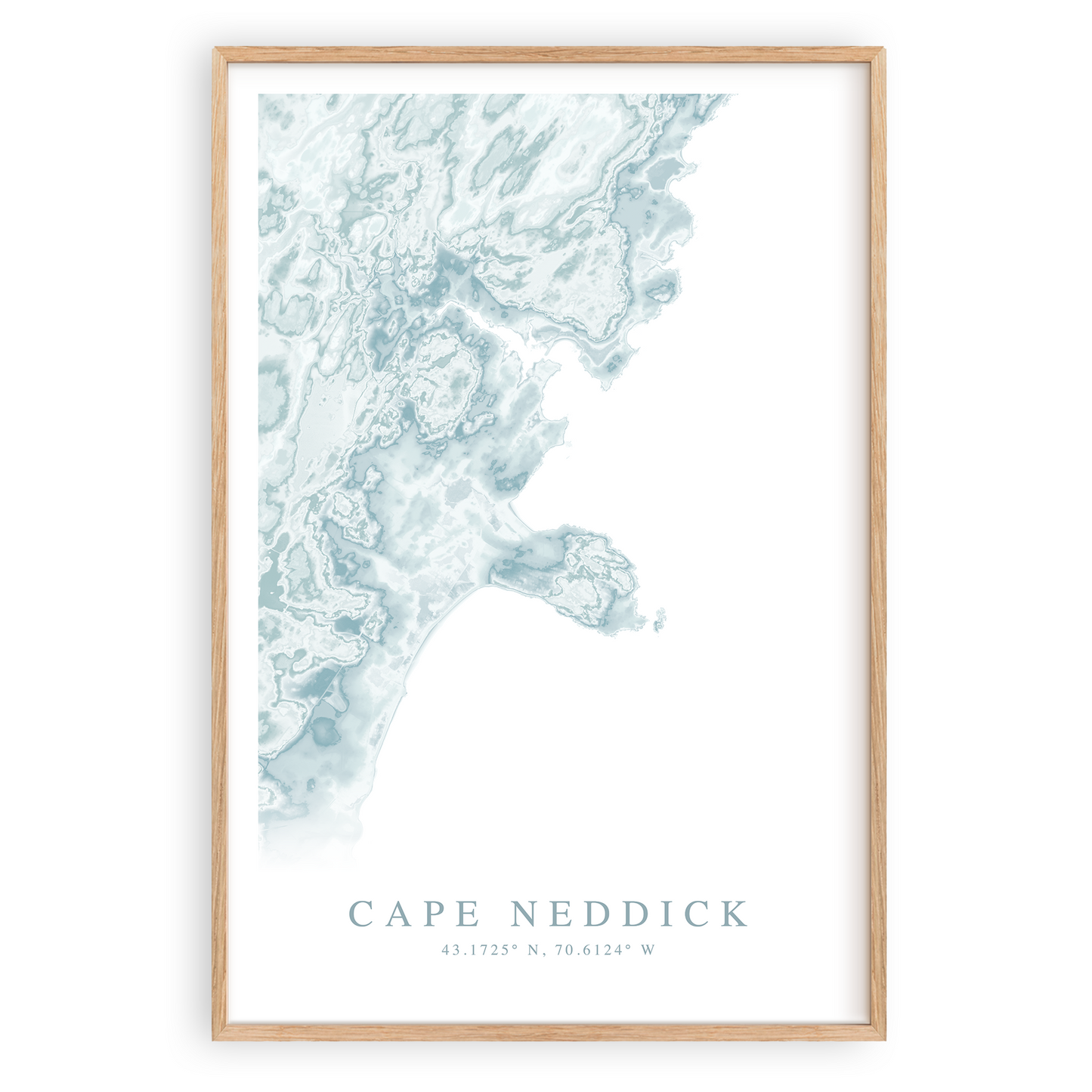 cape neddick maine map print in wood frame