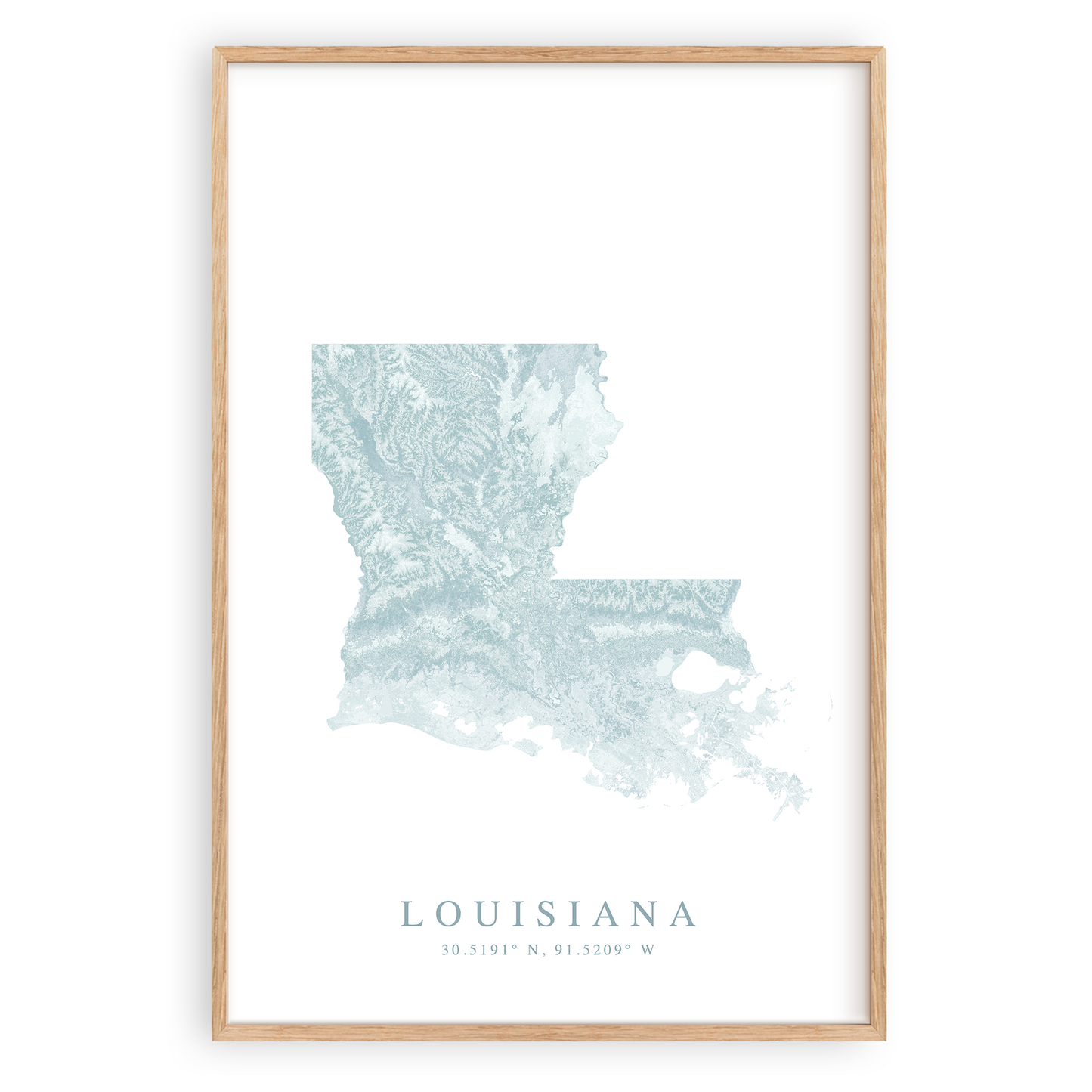 louisiana map poster in wood frame