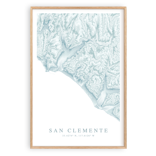 san clemente california map print in wood frame