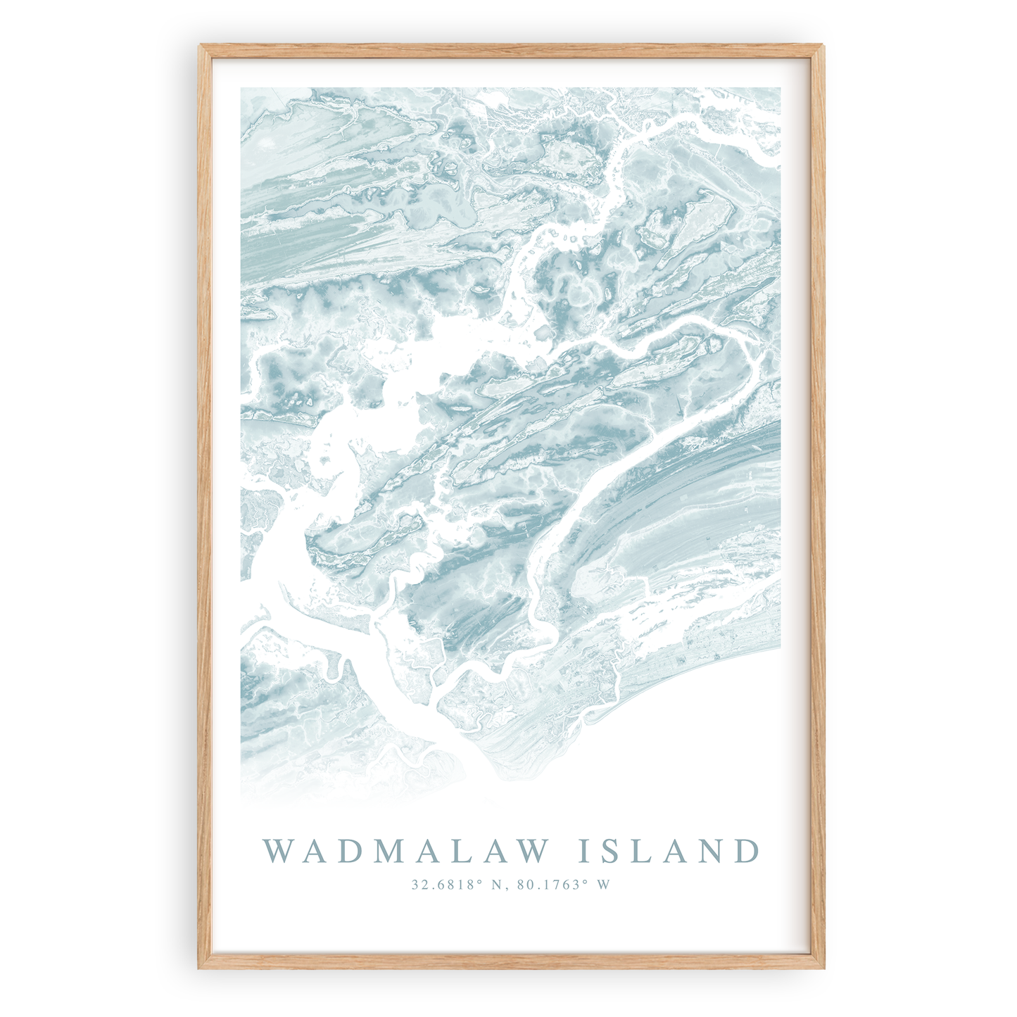 wadmalaw island south carolina map print in wood frame