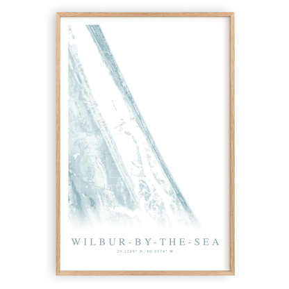 Wilbur-by-the-Sea florida map print in wood frame