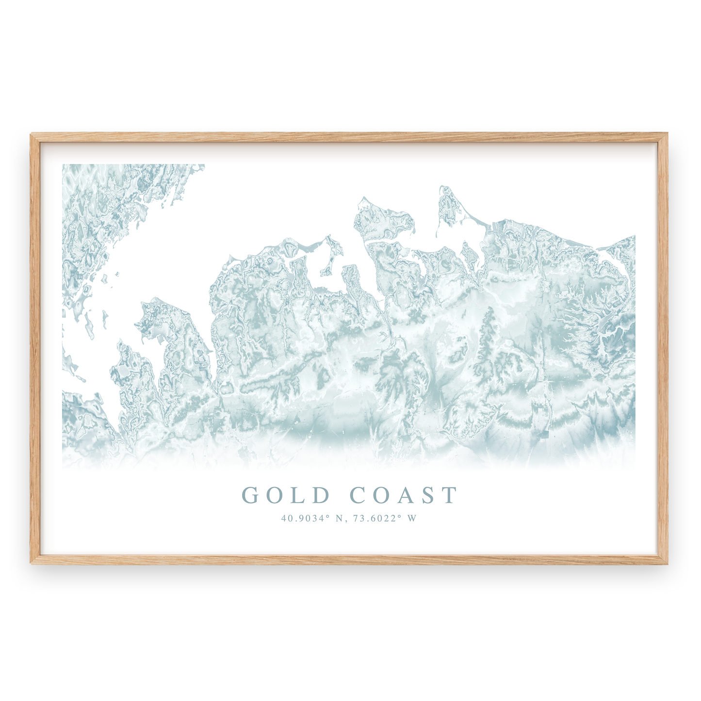 gold coast long island map print in wood frame
