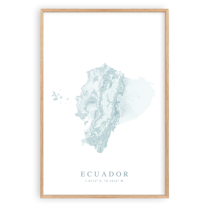 ecuador map print in wood frame