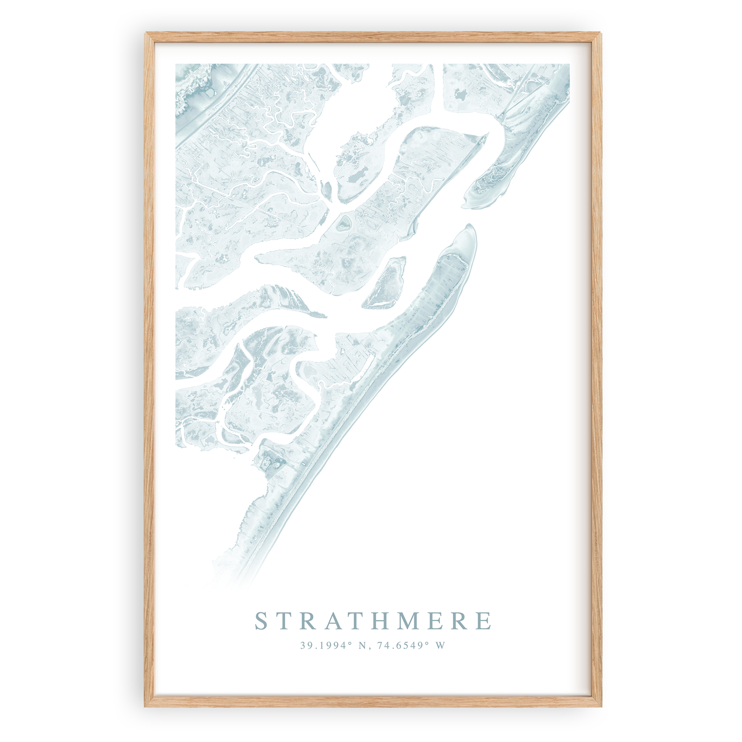 strathmere new jersey map print in wood frame
