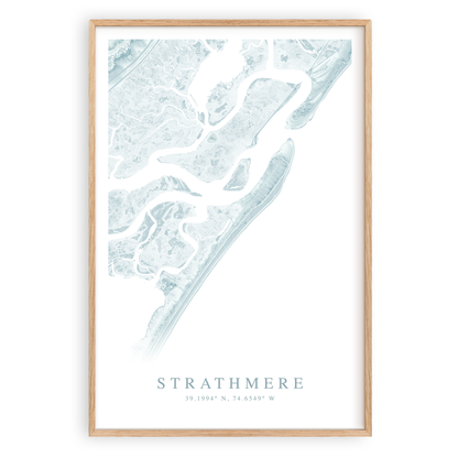 strathmere new jersey map print in wood frame