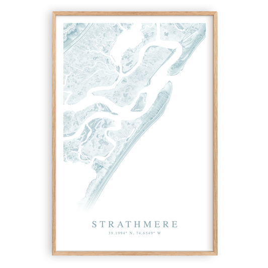 strathmere new jersey map print in wood frame