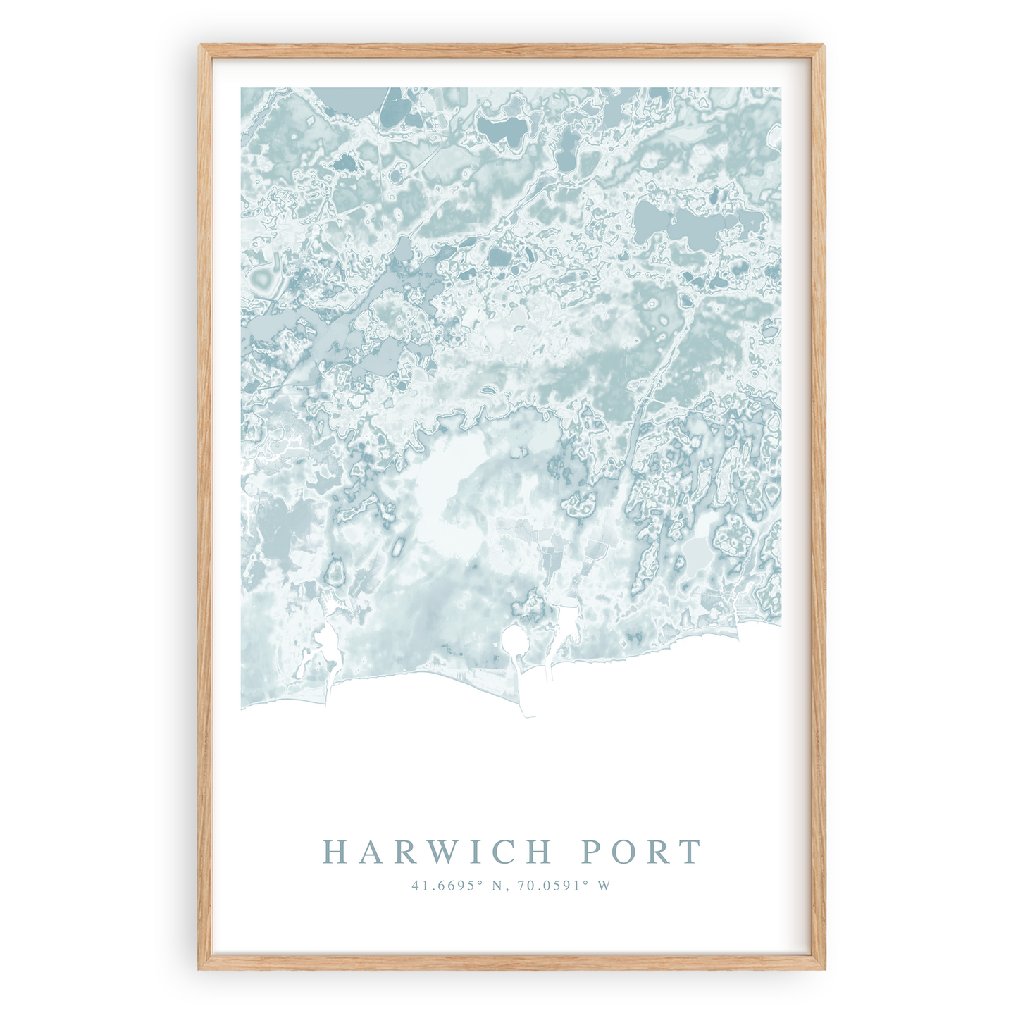 harwich port massachusetts map print in wood frame