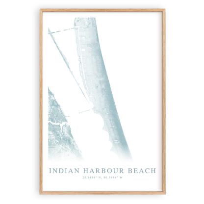 indian harbour beach florida map print in wood frame