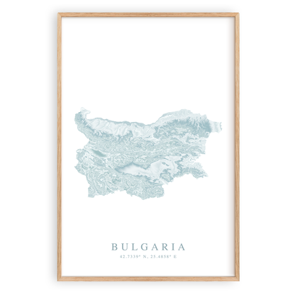 bulgaria map print in wood frame