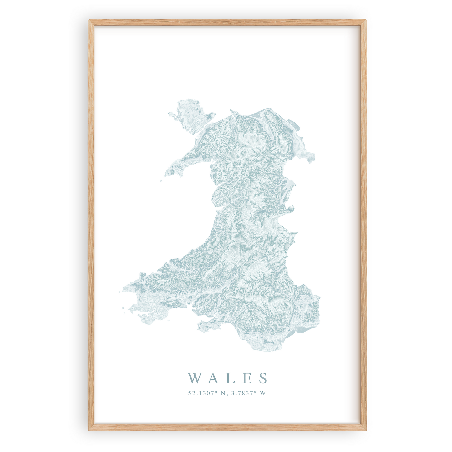 wales map print in wood frame