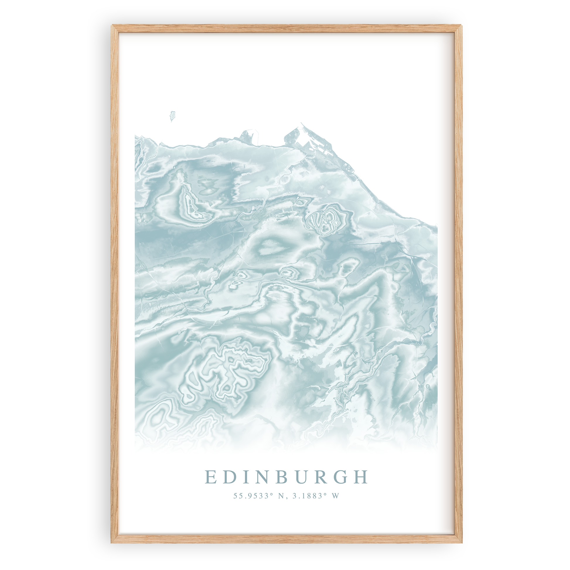 edinburgh scotland map print in wood frame