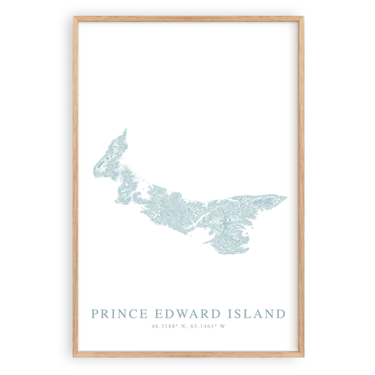 prince edward island canada map print in wood frame