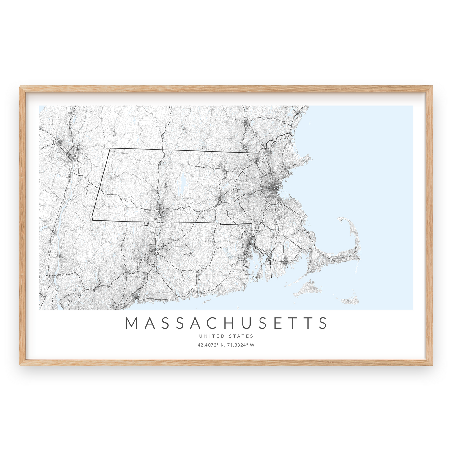 Massachusetts State Map Print