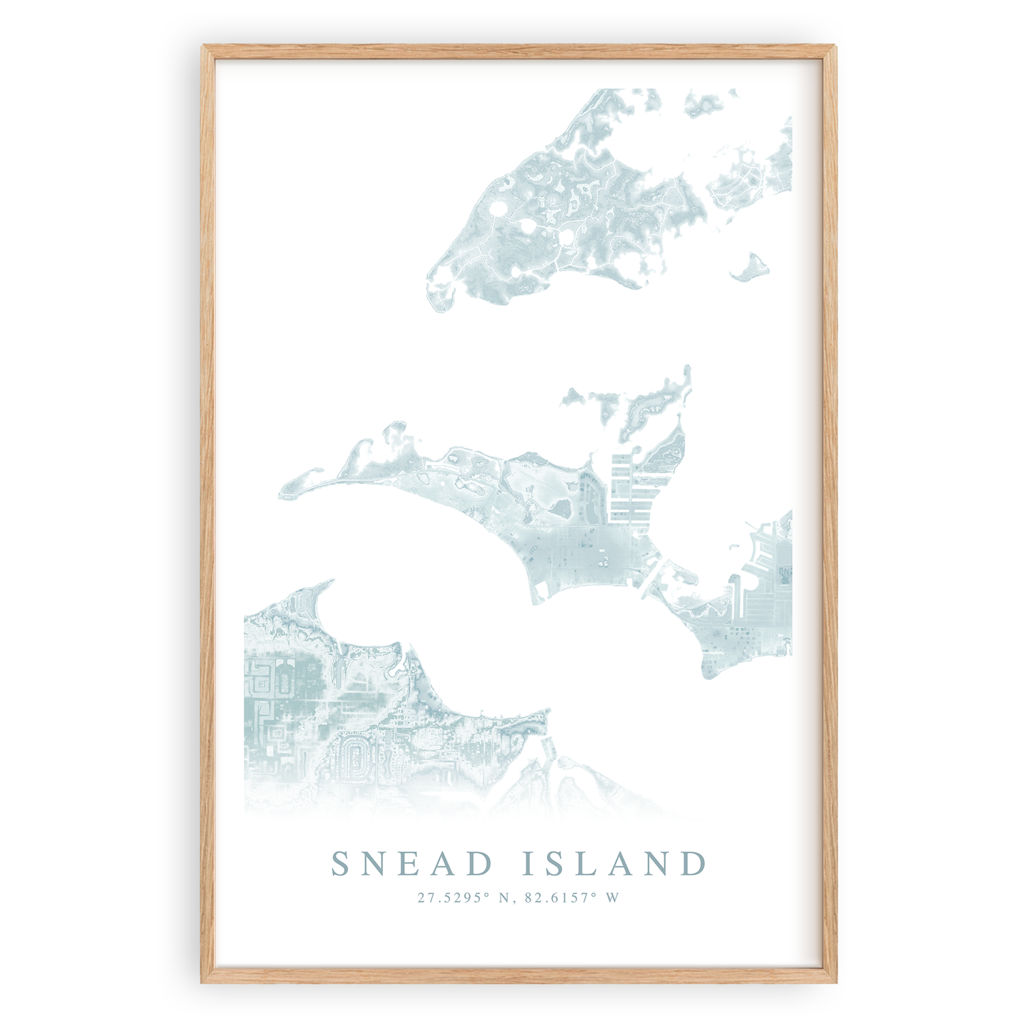 snead island florida map print in wood frame
