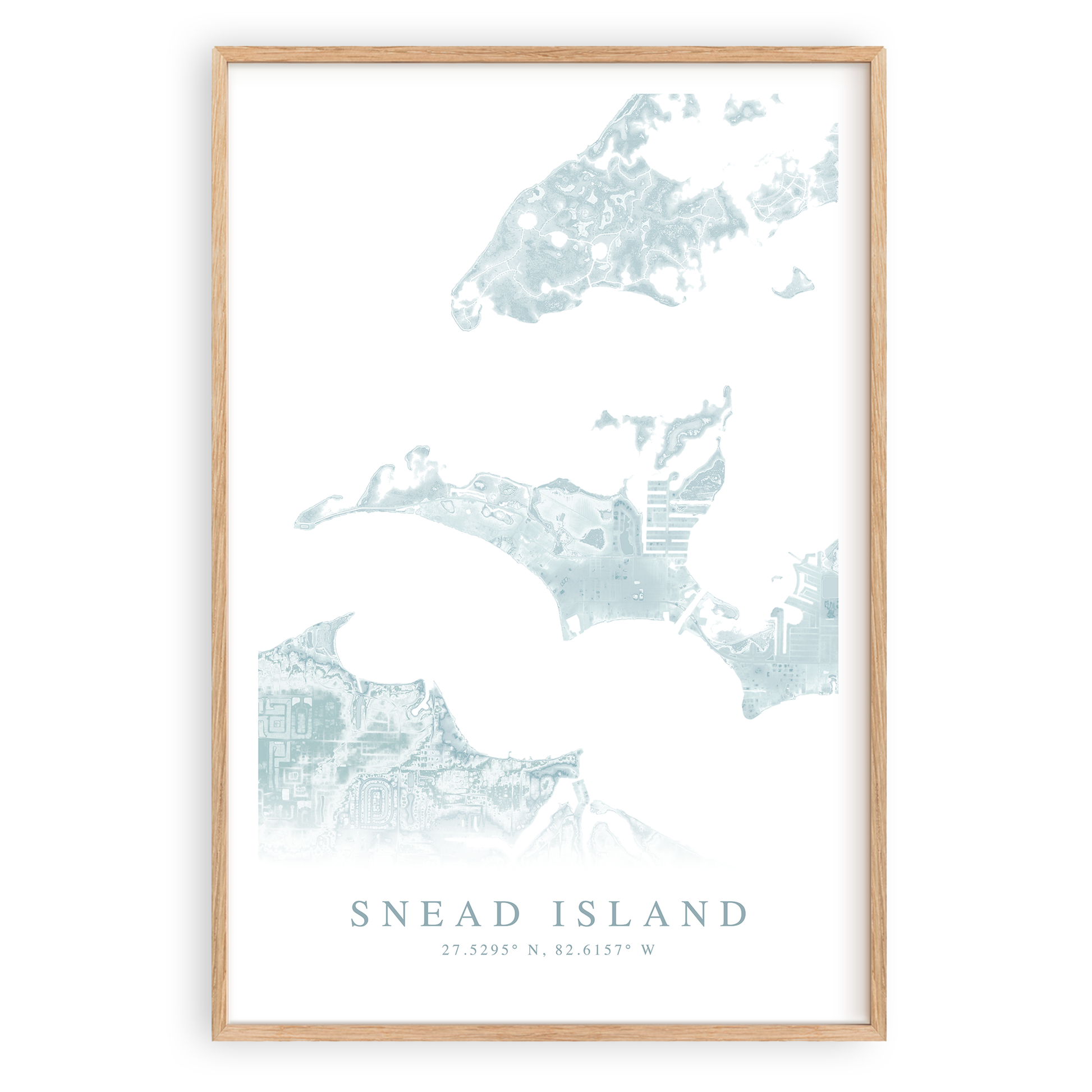 snead island florida map print in wood frame
