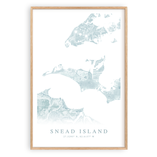 snead island florida map print in wood frame