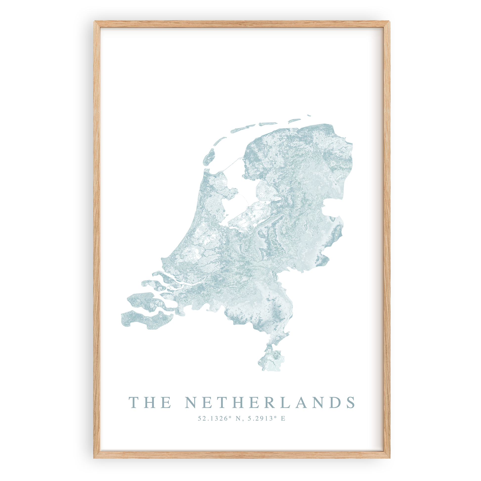 the netherlands map print in wood frame