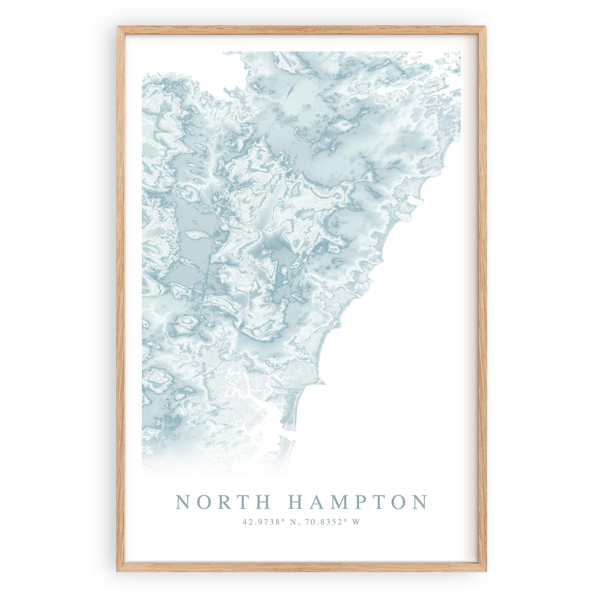 north hampton new hampshire map print in wood frame
