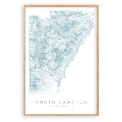 north hampton new hampshire map print in wood frame