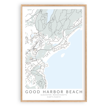 Good Harbor Beach Map Print