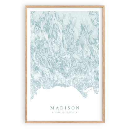 madison connecticut map print in wood frame