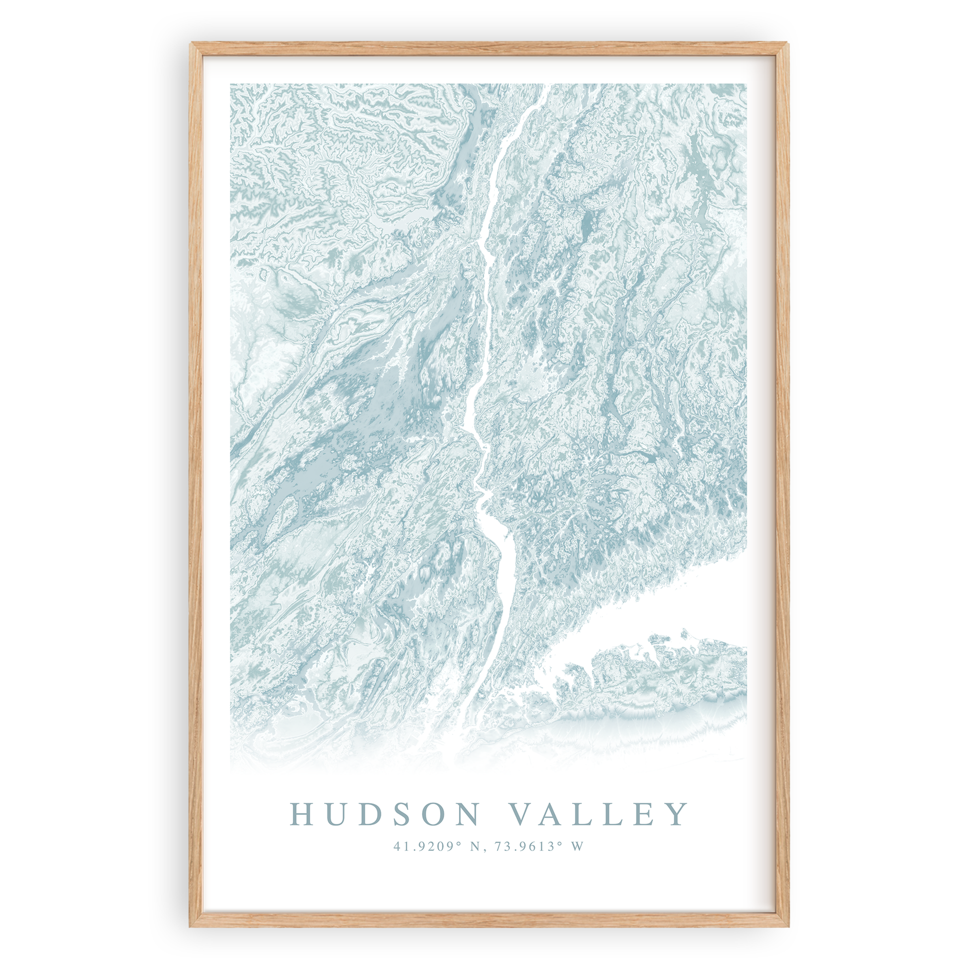 hudson valley new york map print in wood frame