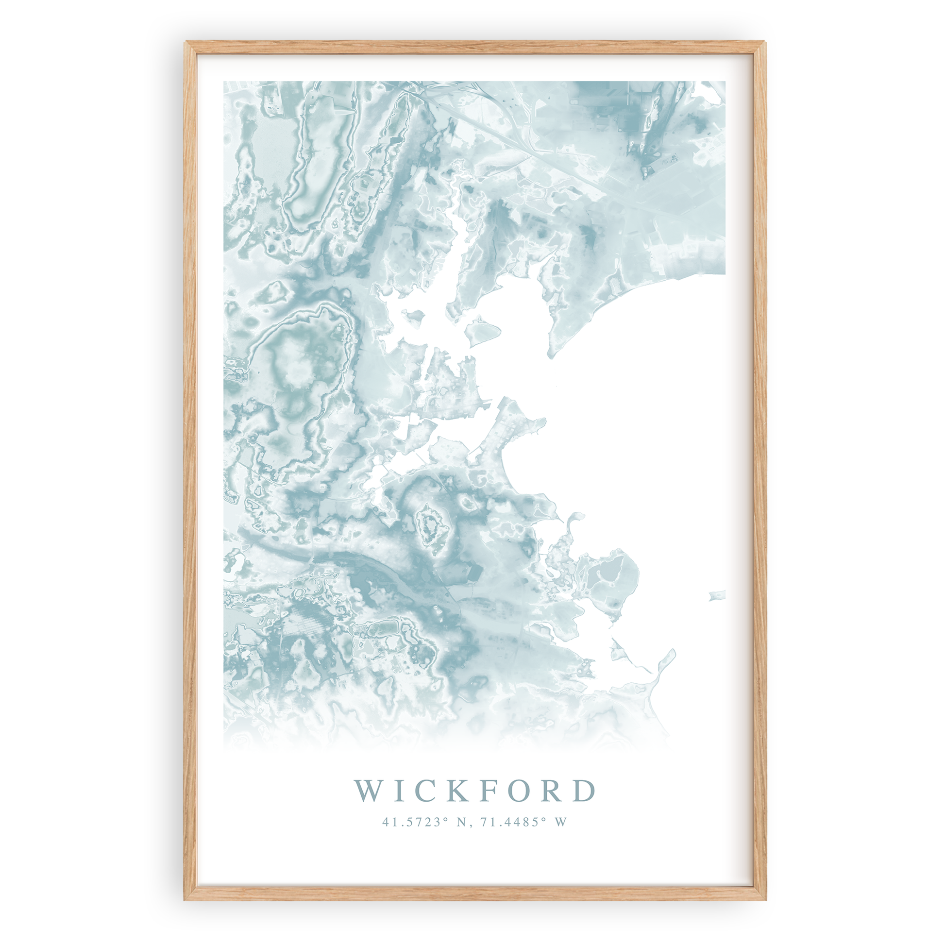 wickford rhode island map print in wood frame