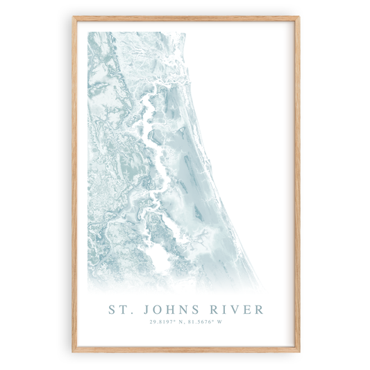 st johns river florida map print in wood frame