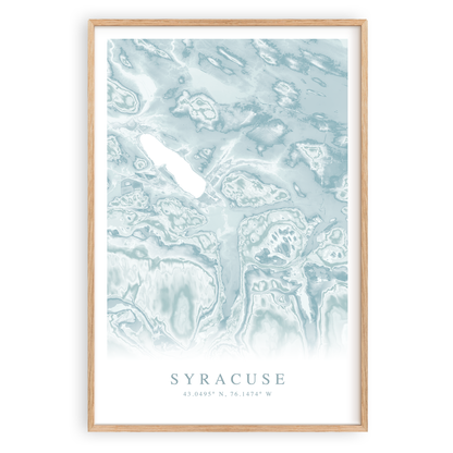 syracuse new york map print in wood frame