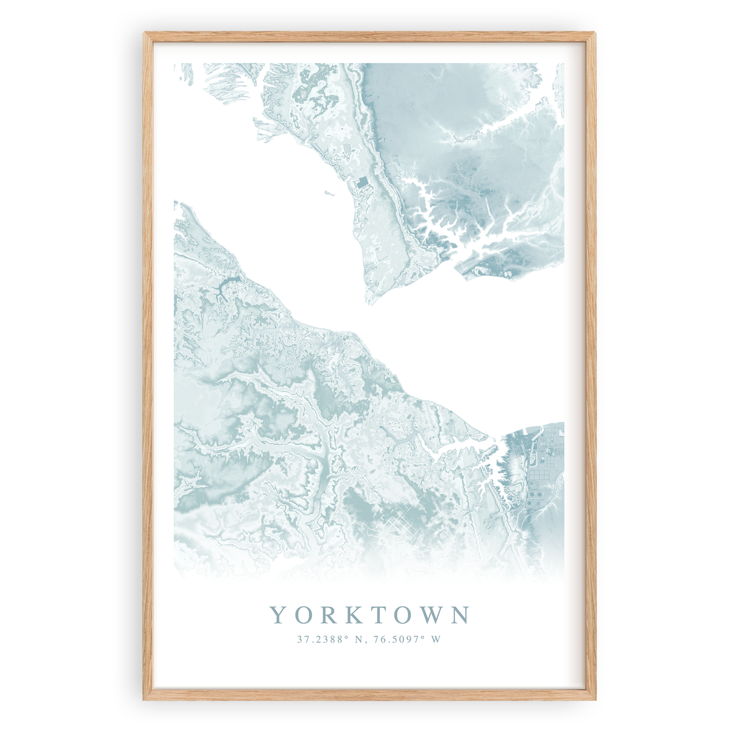 yorktown virginia map print in wood frame