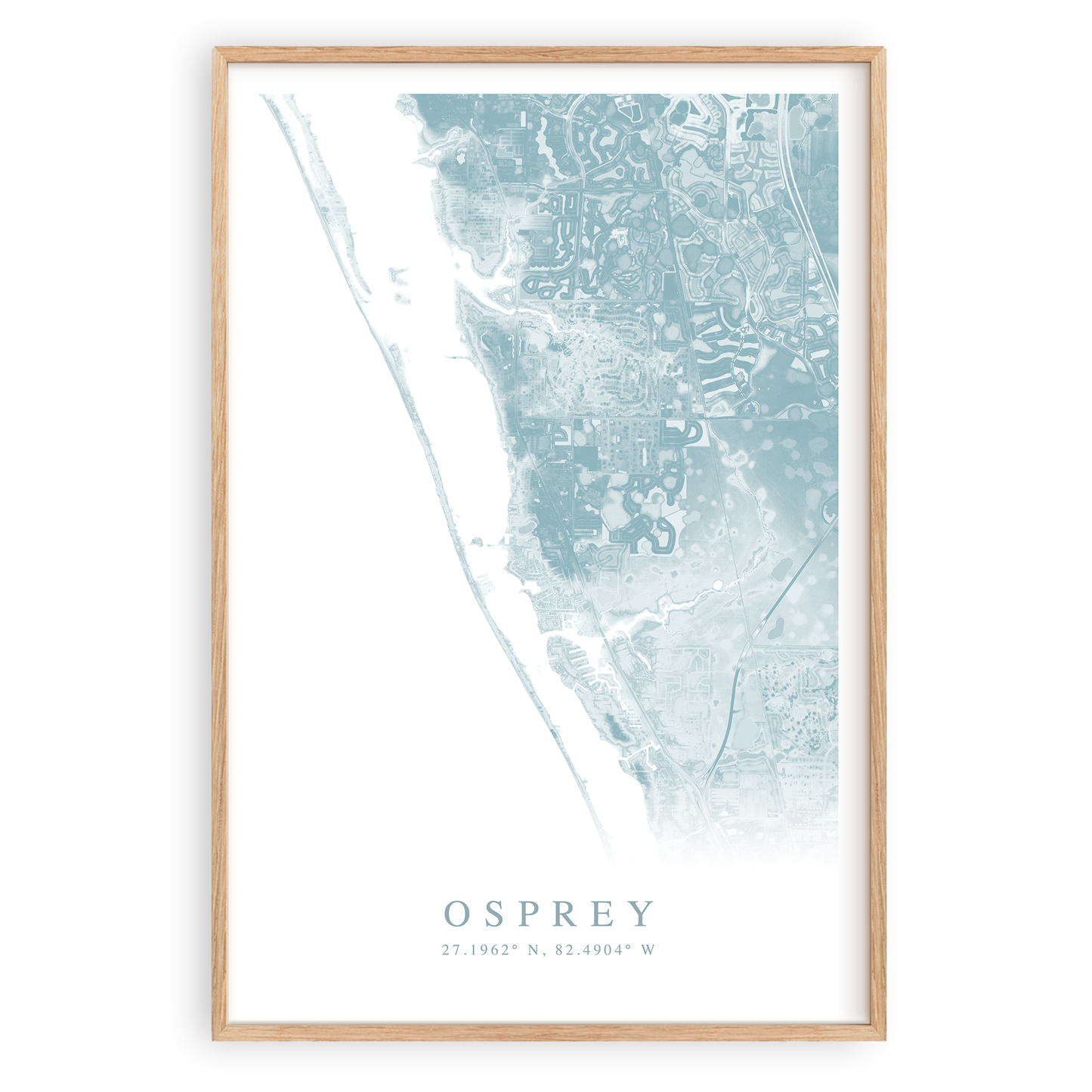 osprey florida map print in wood frame