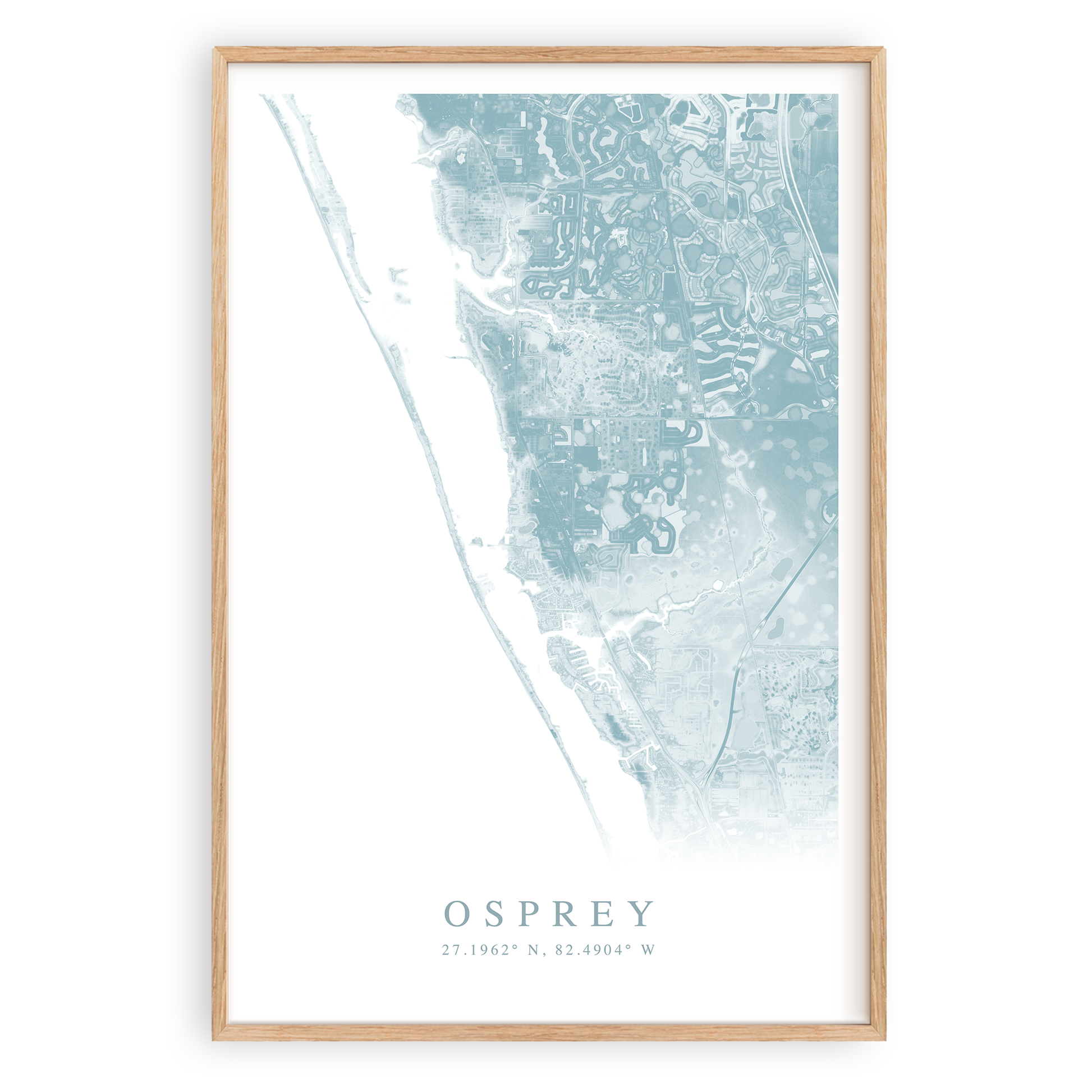 osprey florida map print in wood frame