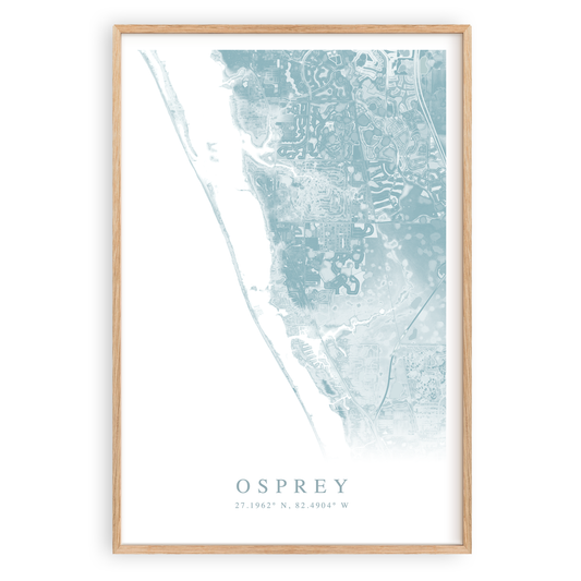 osprey florida map print in wood frame