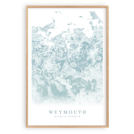 weymouth massachusetts map print in wood frame