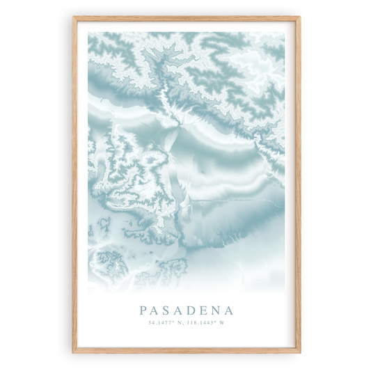 pasadena california map print in wood frame