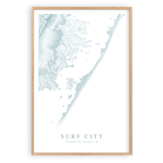 surf city new jersey map print