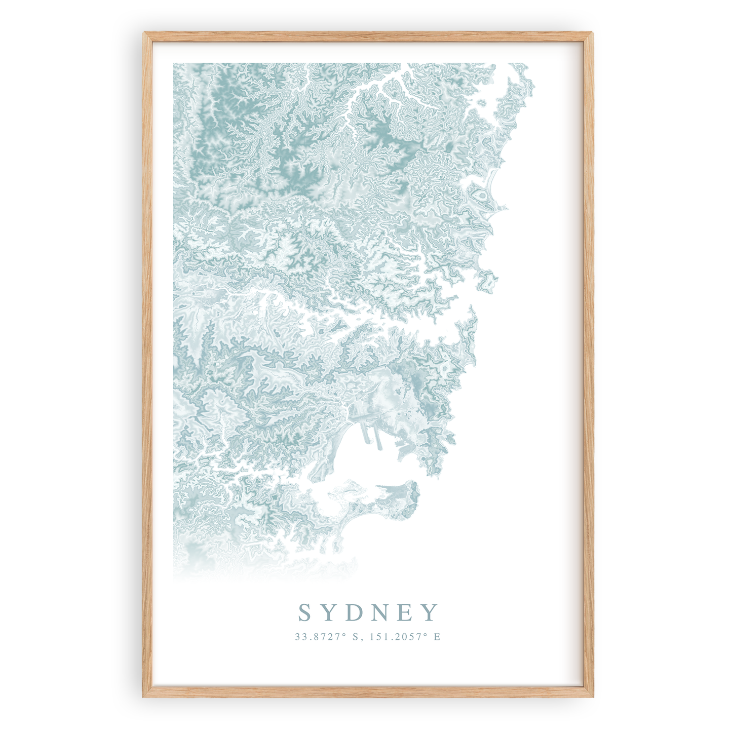 sydney australia map print in wood frame
