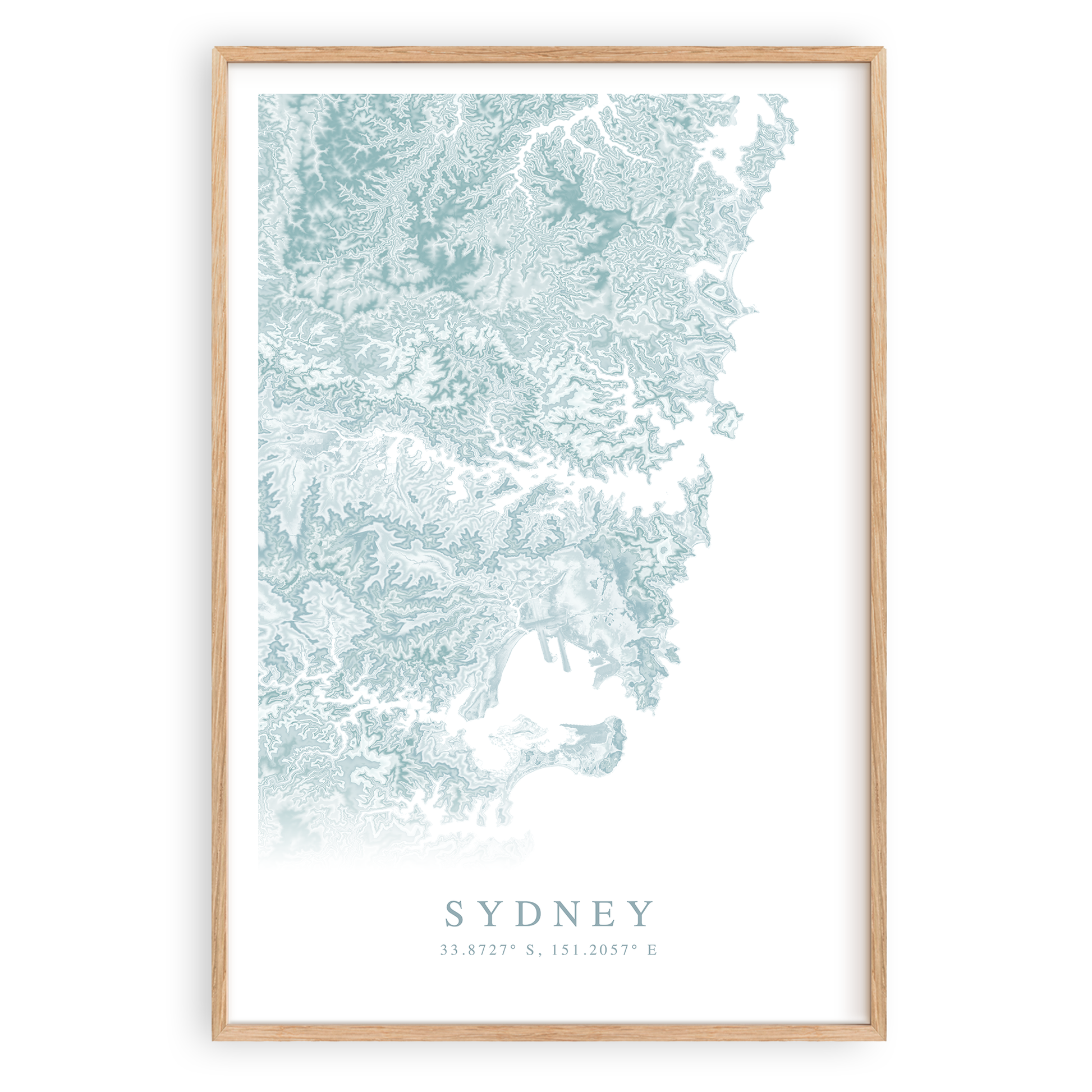 sydney australia map print in wood frame