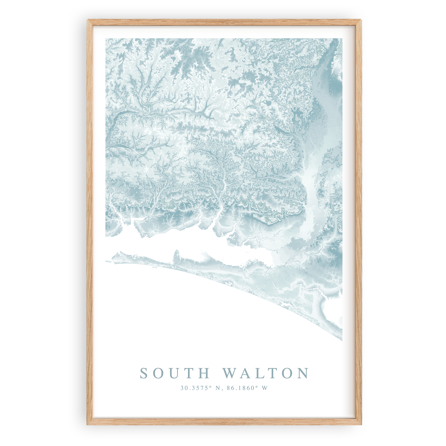 south walton florida map print in wood frame