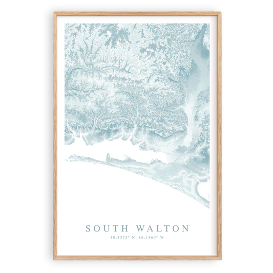 south walton florida map print in wood frame